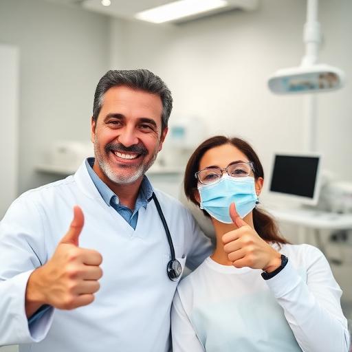 Happy client at dental clinic